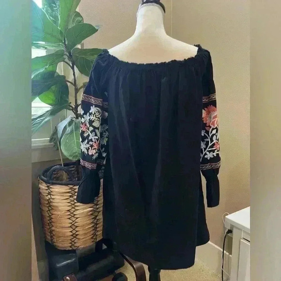 Free People fleur de Jour black embroidered boho mini dress - Picture 4 of 12